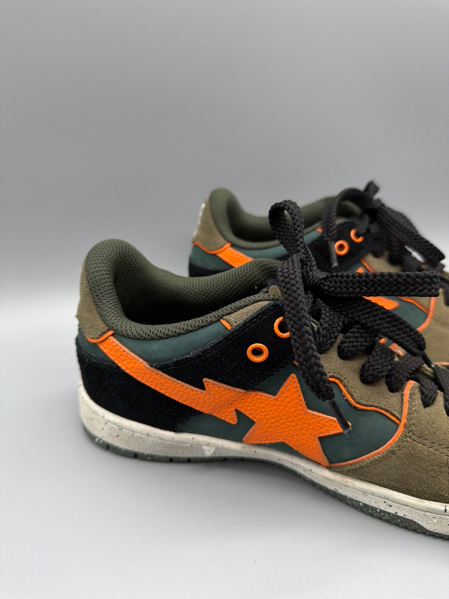 A Bathing Ape Archive "Bapesta SK8" Sneaker - Olive Orange Colorway