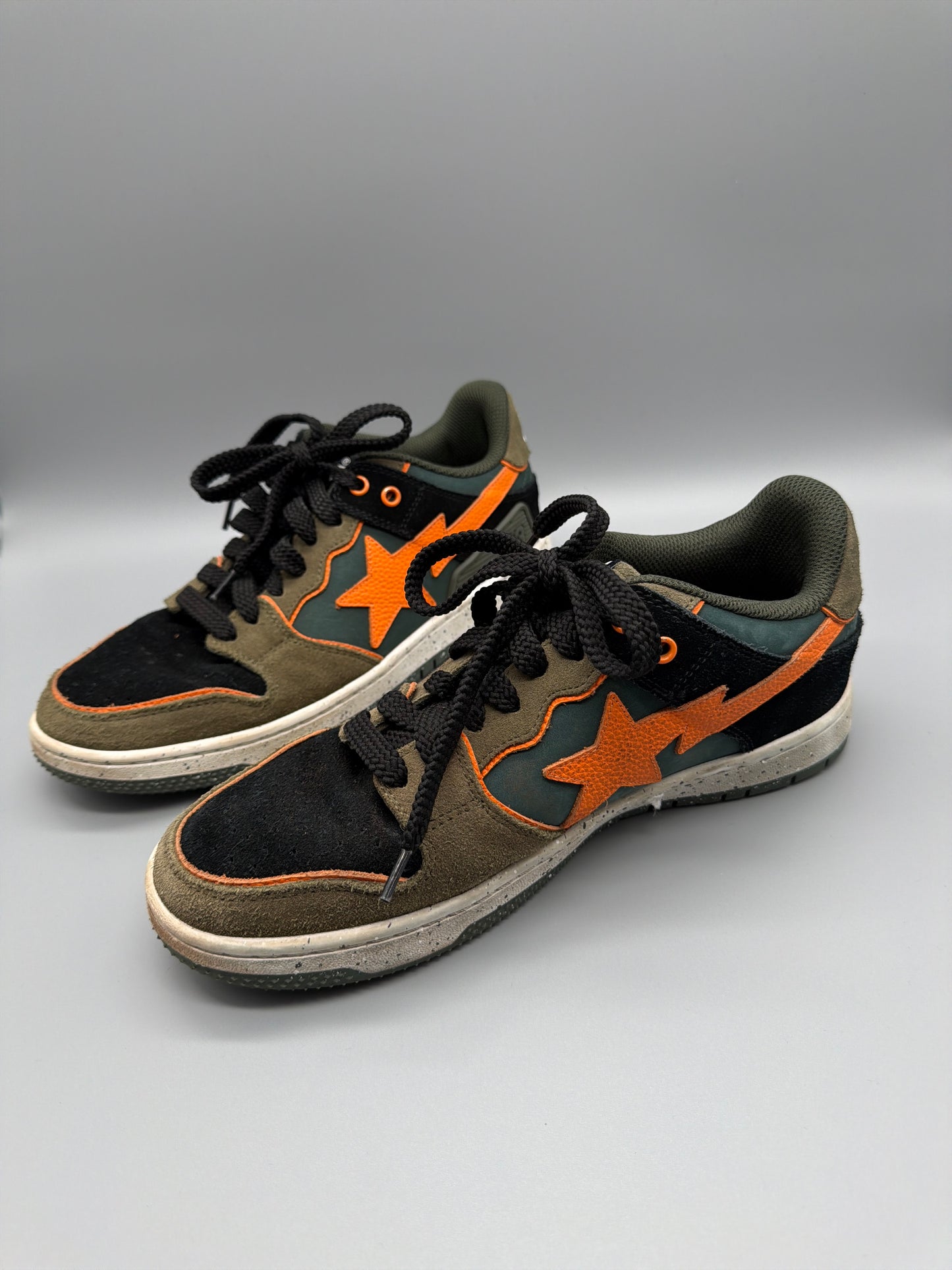 A Bathing Ape Archive "Bapesta SK8" Sneaker - Olive Orange Colorway