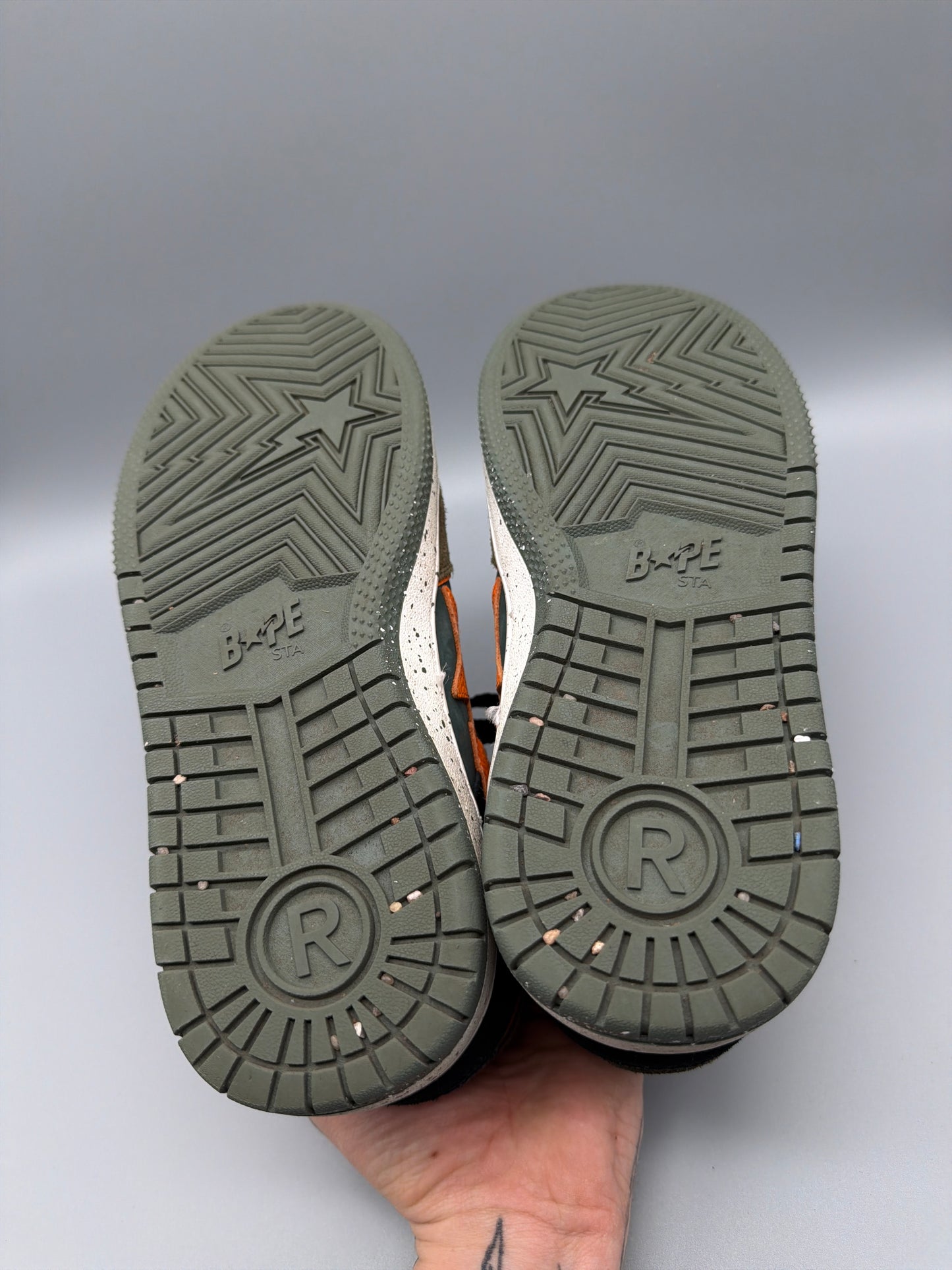 A Bathing Ape Archive "Bapesta SK8" Sneaker - Olive Orange Colorway