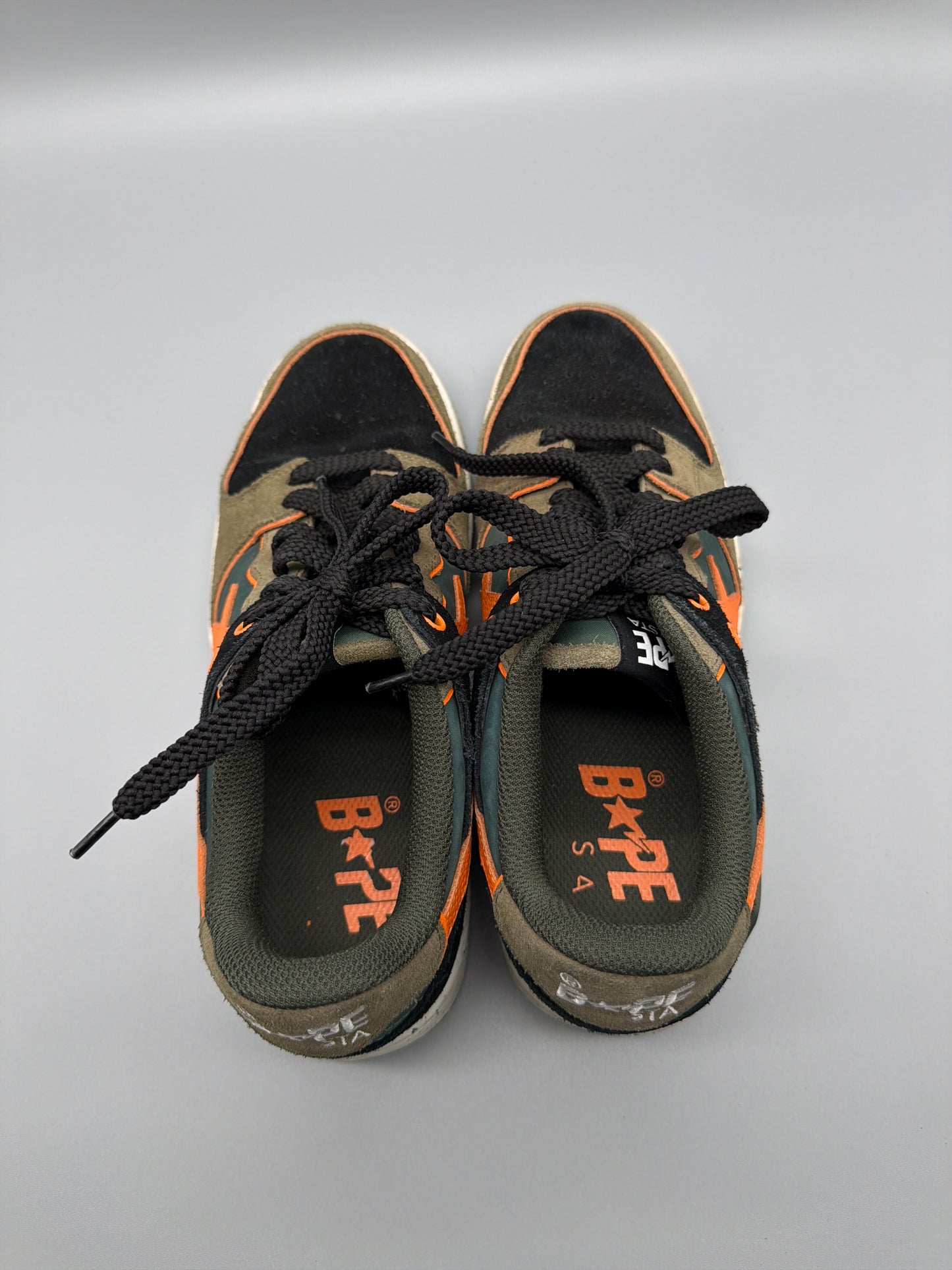 A Bathing Ape Archive "Bapesta SK8" Sneaker - Olive Orange Colorway
