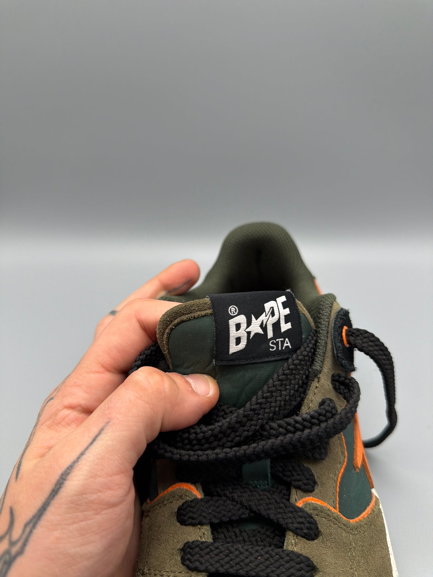 A Bathing Ape Archive "Bapesta SK8" Sneaker - Olive Orange Colorway