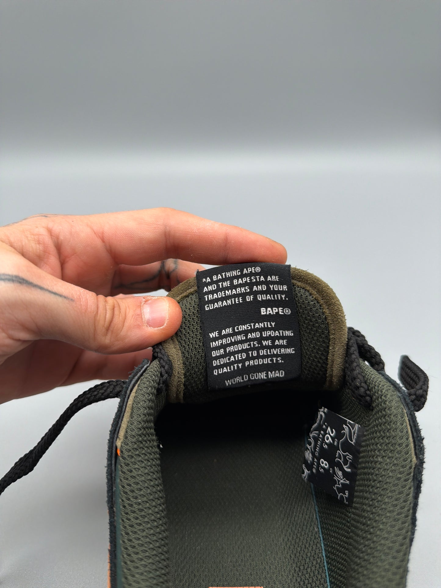 A Bathing Ape Archive "Bapesta SK8" Sneaker - Olive Orange Colorway