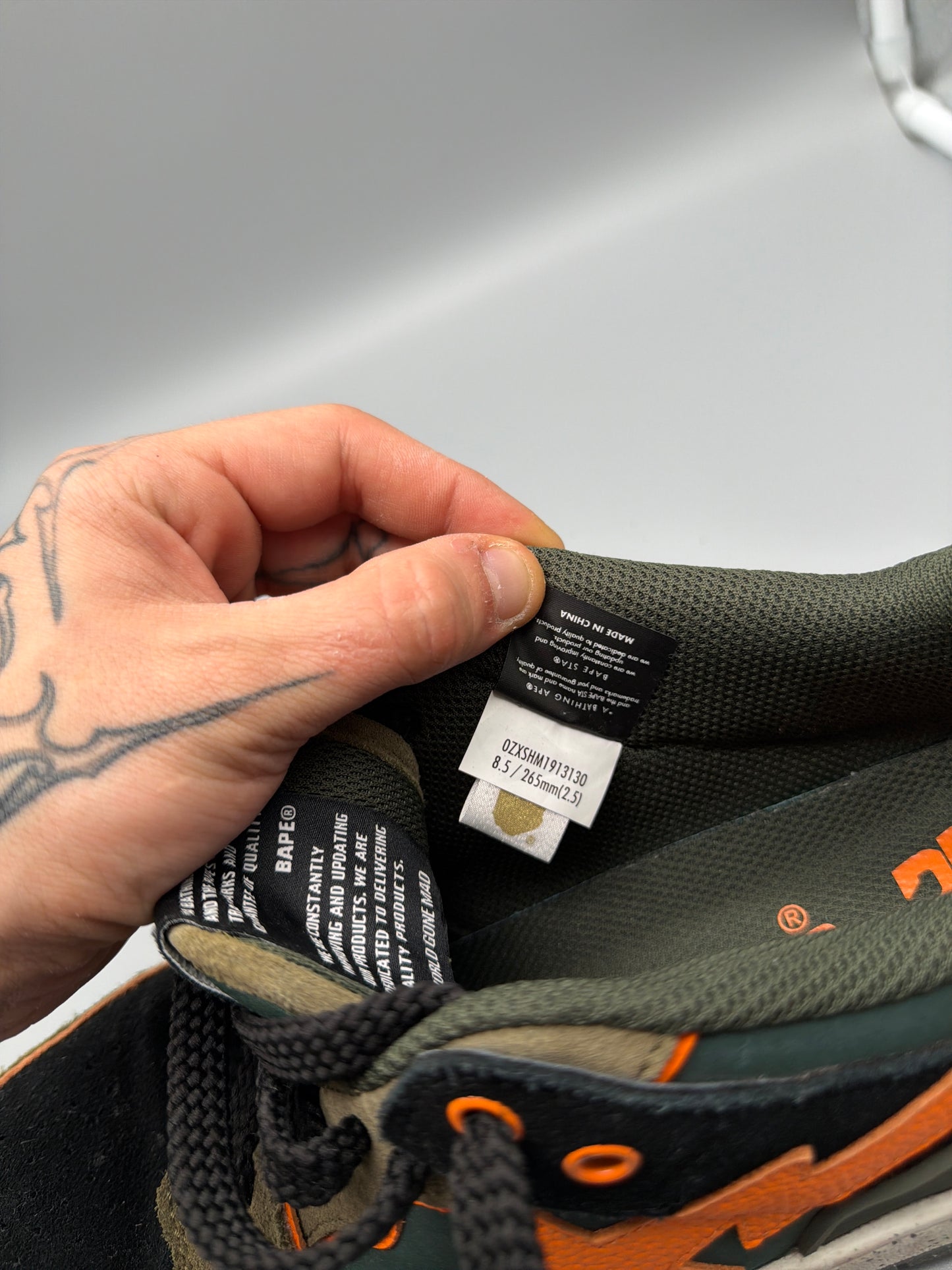 A Bathing Ape Archive "Bapesta SK8" Sneaker - Olive Orange Colorway