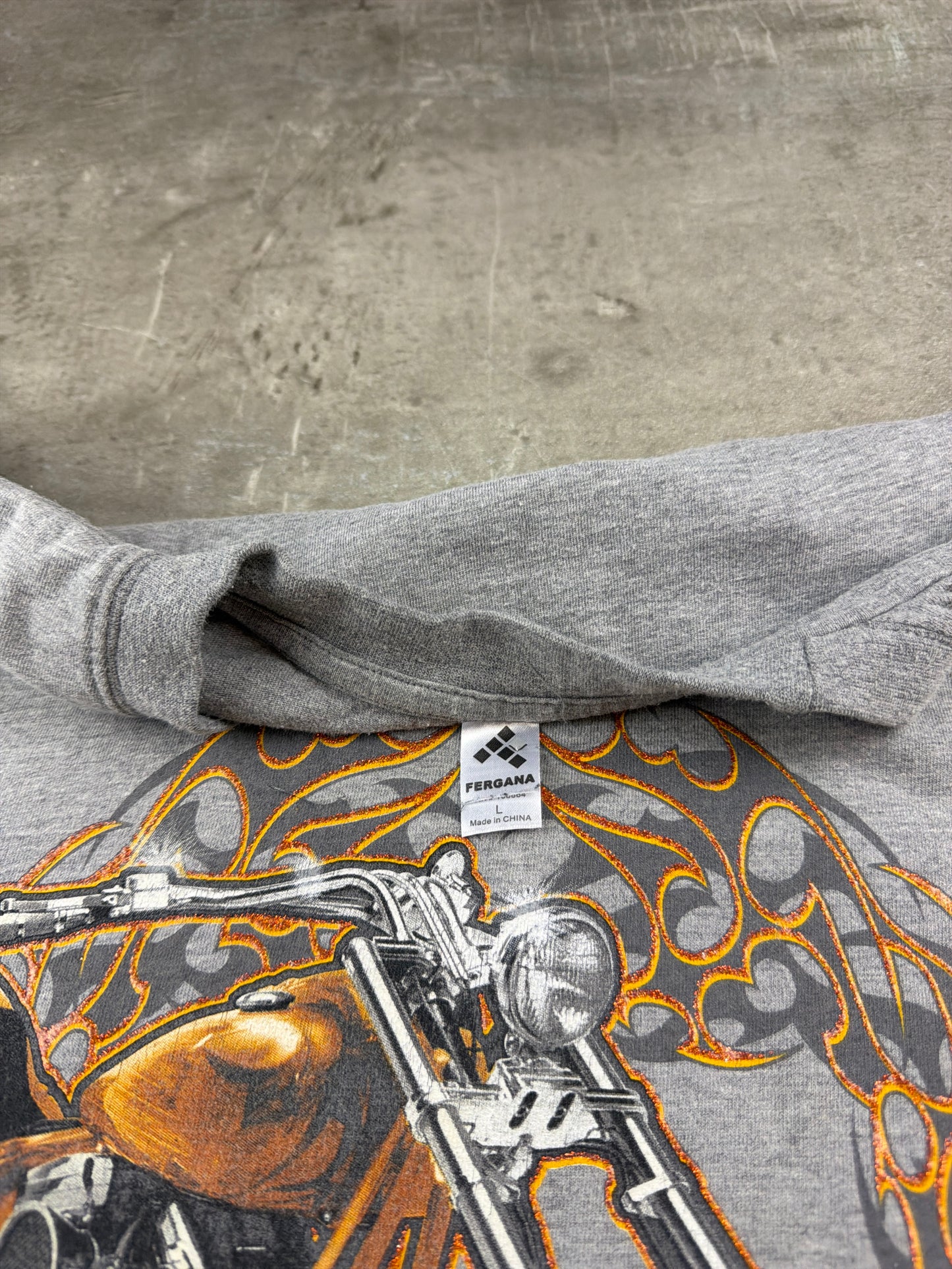 Vintage East Coast Choppers Graphic Glitter Biker Tee - Grey / Orange