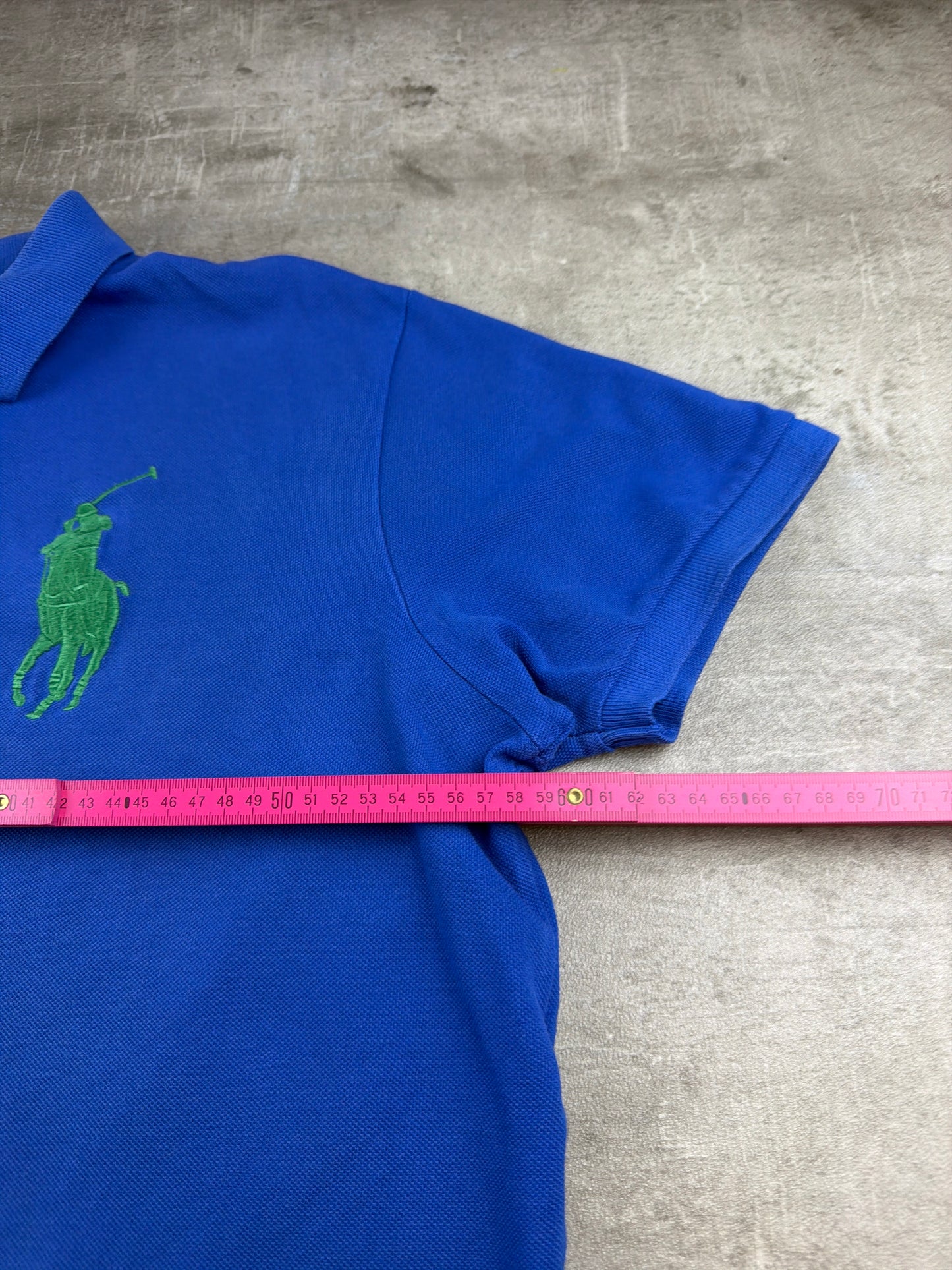 Polo Ralph Lauren Big Pony "Number 3" Custom Fit Polo Shirt - Royal Blue / Neon Green & Orange