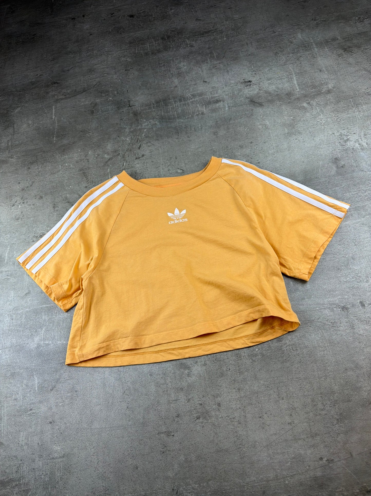 Adidas Originals Trefoil "3-Stripes" Cropped Baby Tee - Ochre / Pastel Yellow