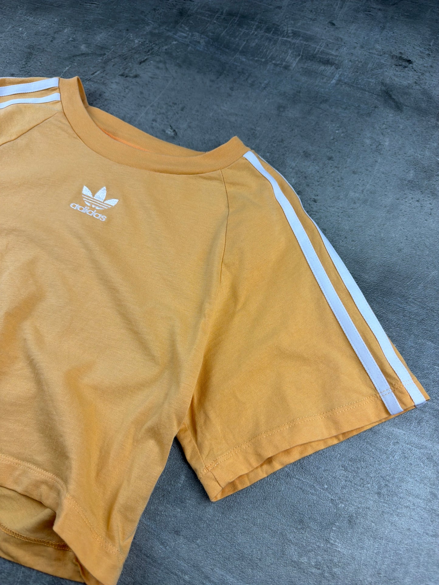 Adidas Originals Trefoil "3-Stripes" Cropped Baby Tee - Ochre / Pastel Yellow