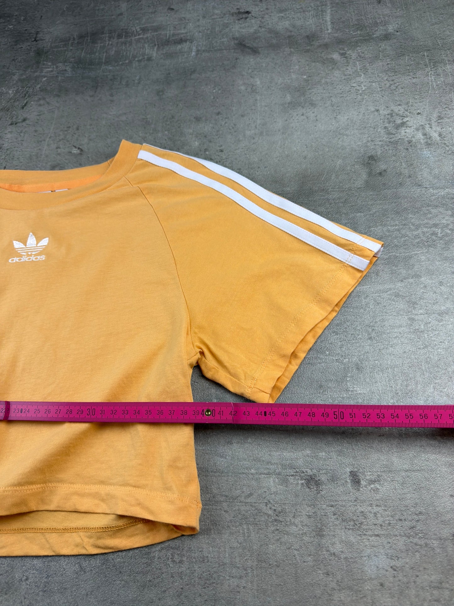 Adidas Originals Trefoil "3-Stripes" Cropped Baby Tee - Ochre / Pastel Yellow