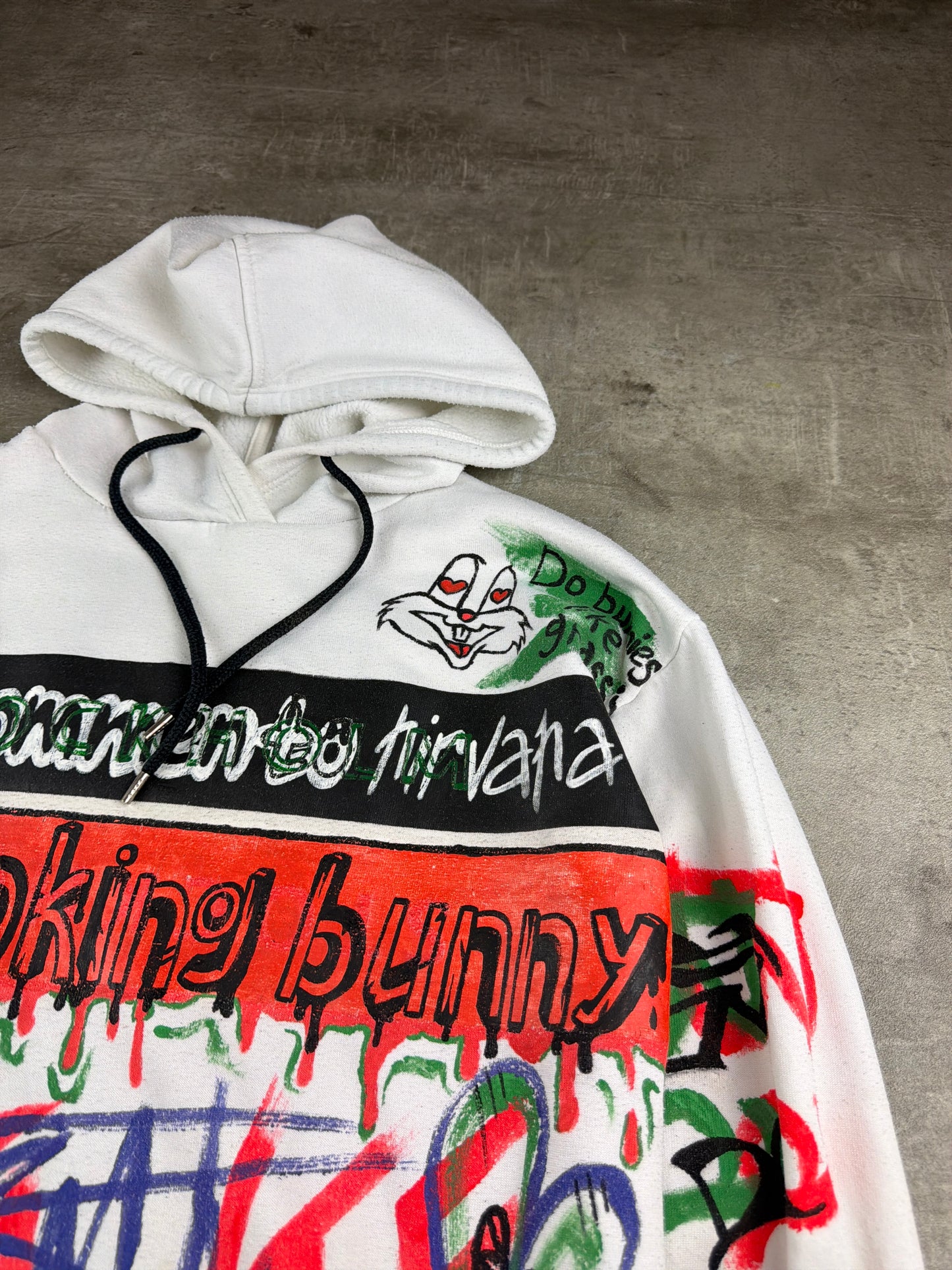 Berlin Underground 1-of-1 Custom "Smoking Bunny" Art Hoodie - Multicolor / Cyber Grunge