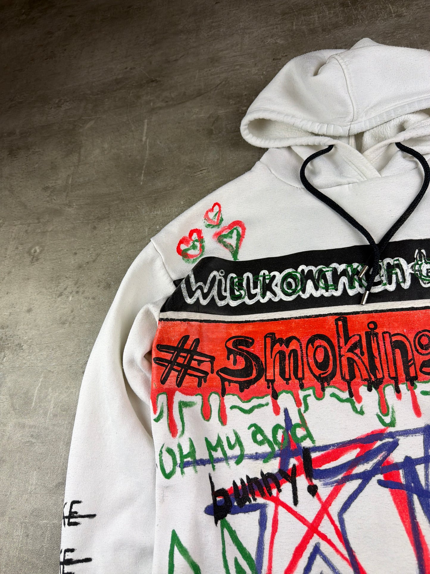 Berlin Underground 1-of-1 Custom "Smoking Bunny" Art Hoodie - Multicolor / Cyber Grunge