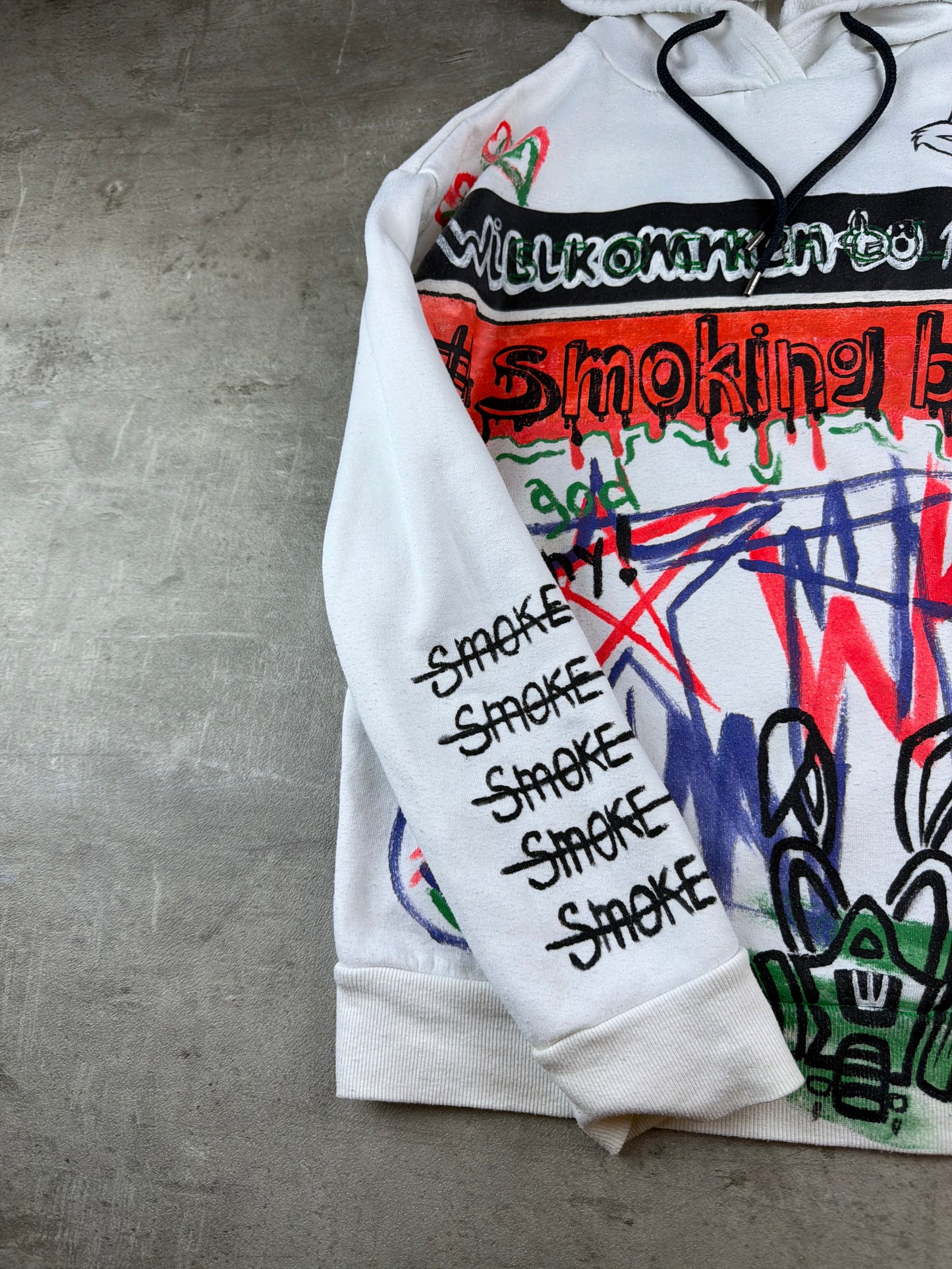 Berlin Underground 1-of-1 Custom "Smoking Bunny" Art Hoodie - Multicolor / Cyber Grunge