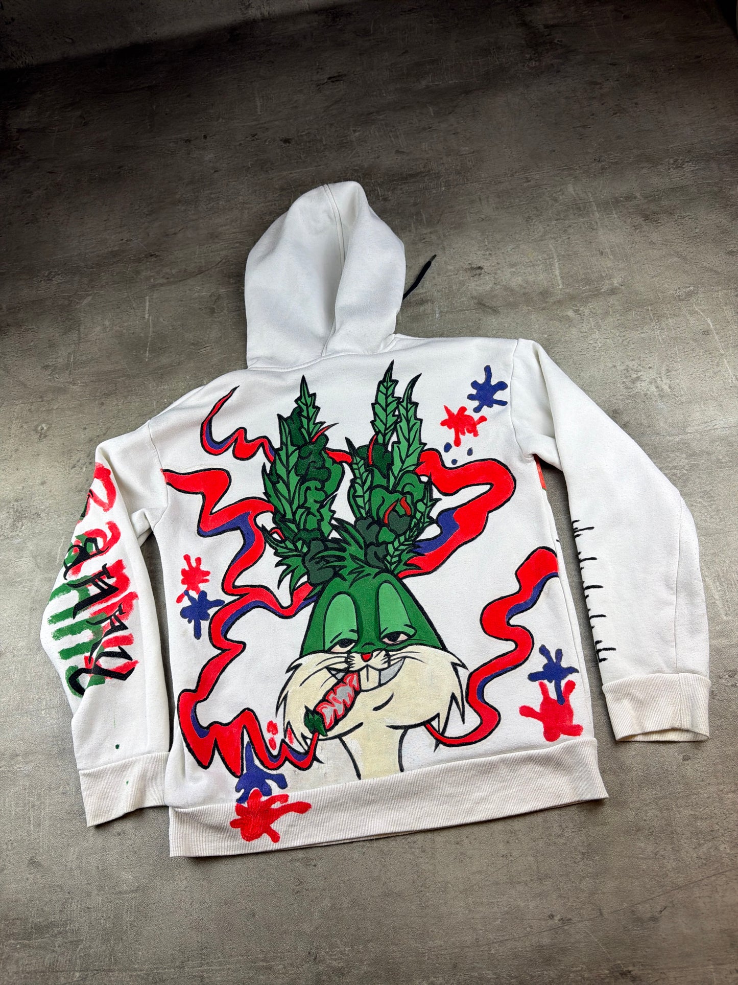 Berlin Underground 1-of-1 Custom "Smoking Bunny" Art Hoodie - Multicolor / Cyber Grunge