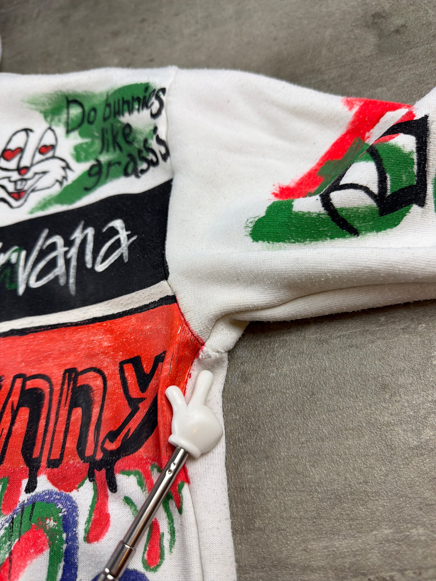 Berlin Underground 1-of-1 Custom "Smoking Bunny" Art Hoodie - Multicolor / Cyber Grunge