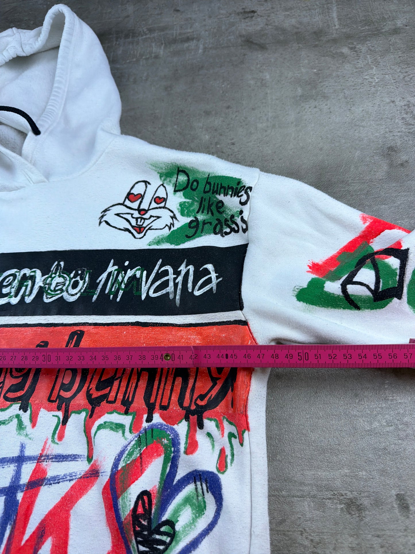 Berlin Underground 1-of-1 Custom "Smoking Bunny" Art Hoodie - Multicolor / Cyber Grunge