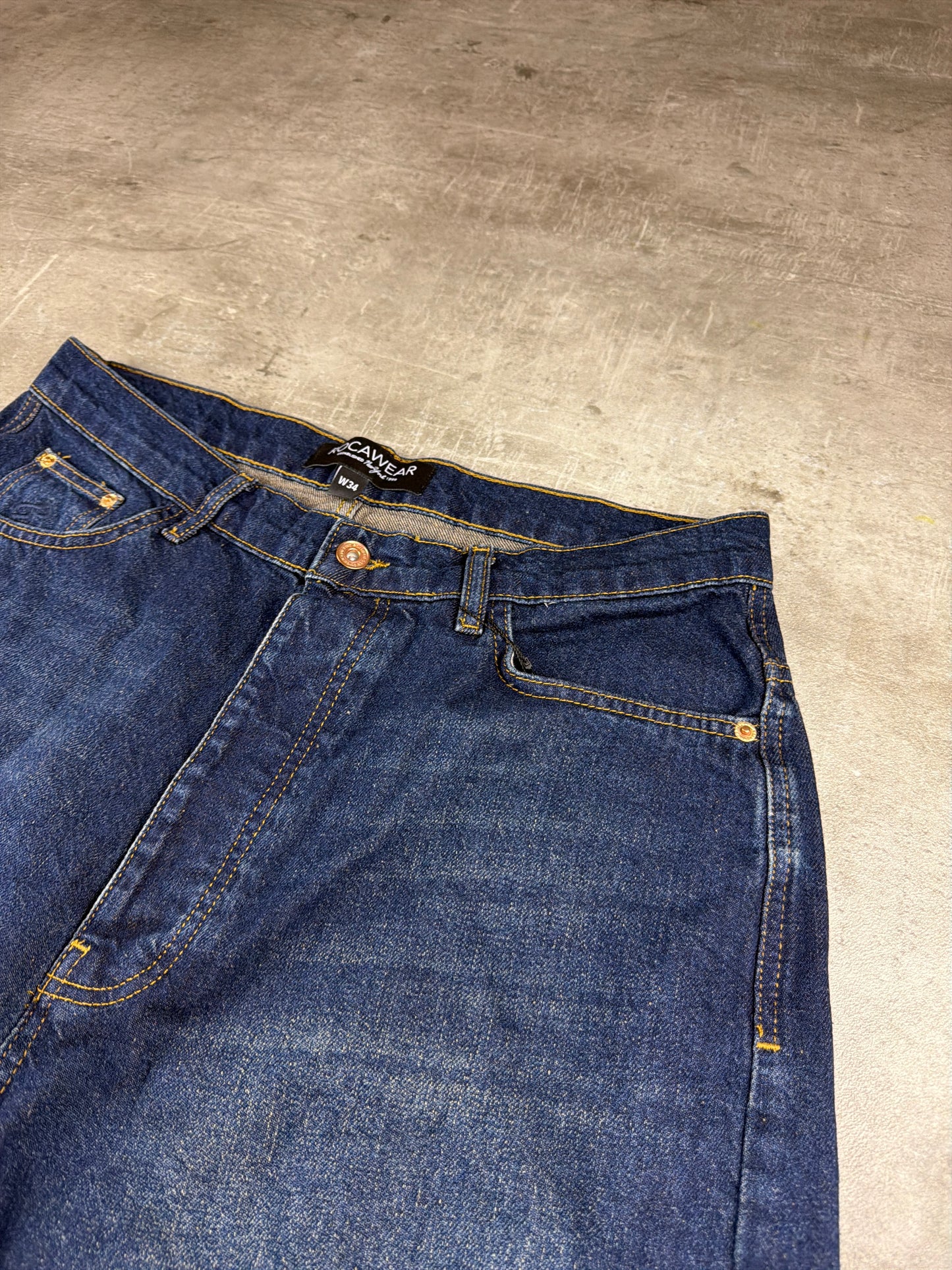 Rocawear Y2K Cyber Hip-Hop Denim Jorts Shorts – Dark Blue Wash