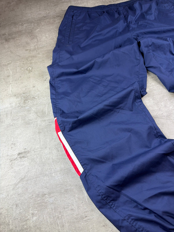 Vintage Adidas 00s Baggy Nylon Trackpants – Dark Navy / Red-White Stripes