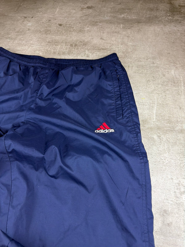 Vintage Adidas 00s Baggy Nylon Trackpants – Dark Navy / Red-White Stripes