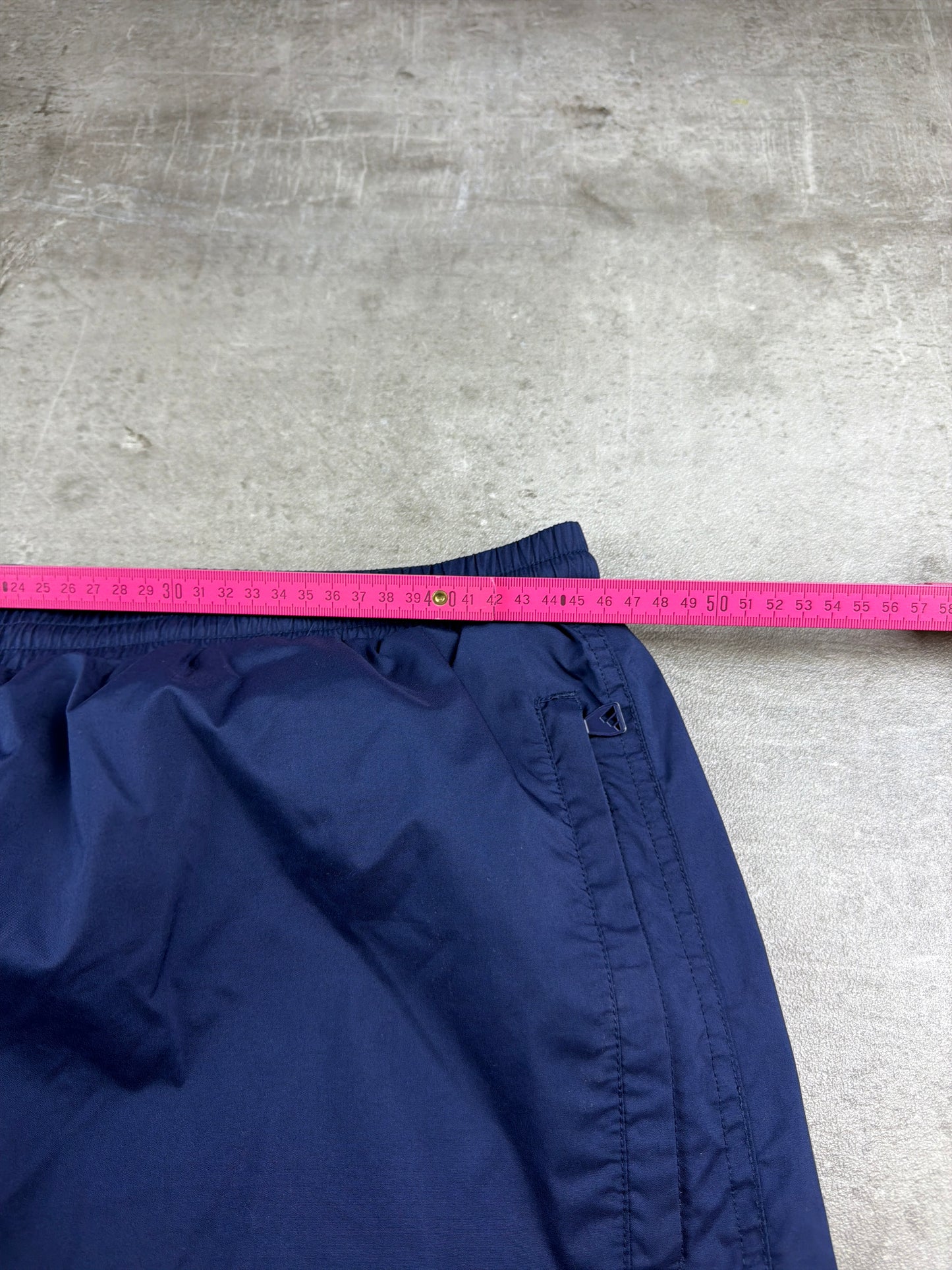 Vintage Adidas 00s Baggy Nylon Trackpants – Dark Navy / Red-White Stripes