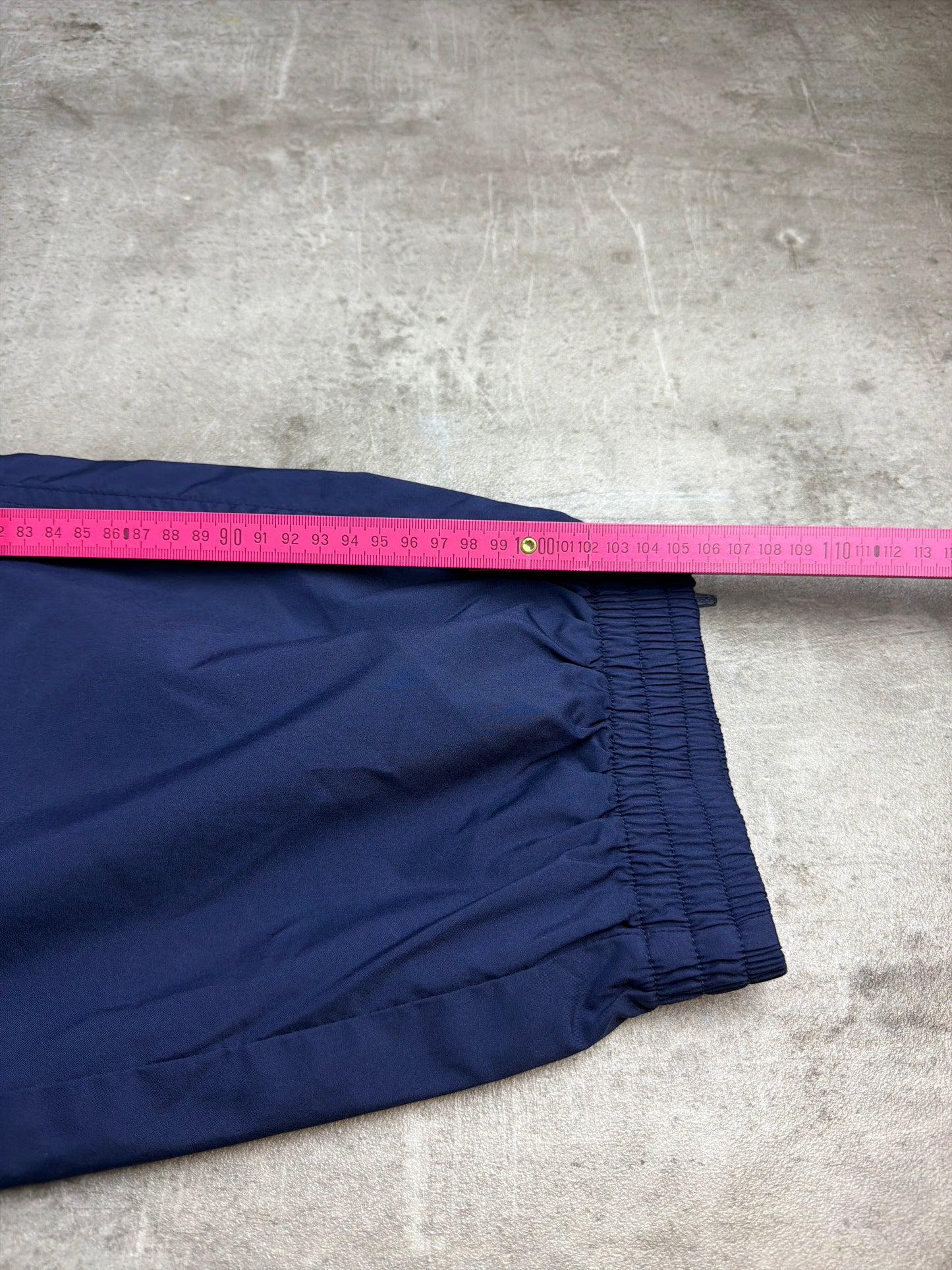 Vintage Adidas 00s Baggy Nylon Trackpants – Dark Navy / Red-White Stripes