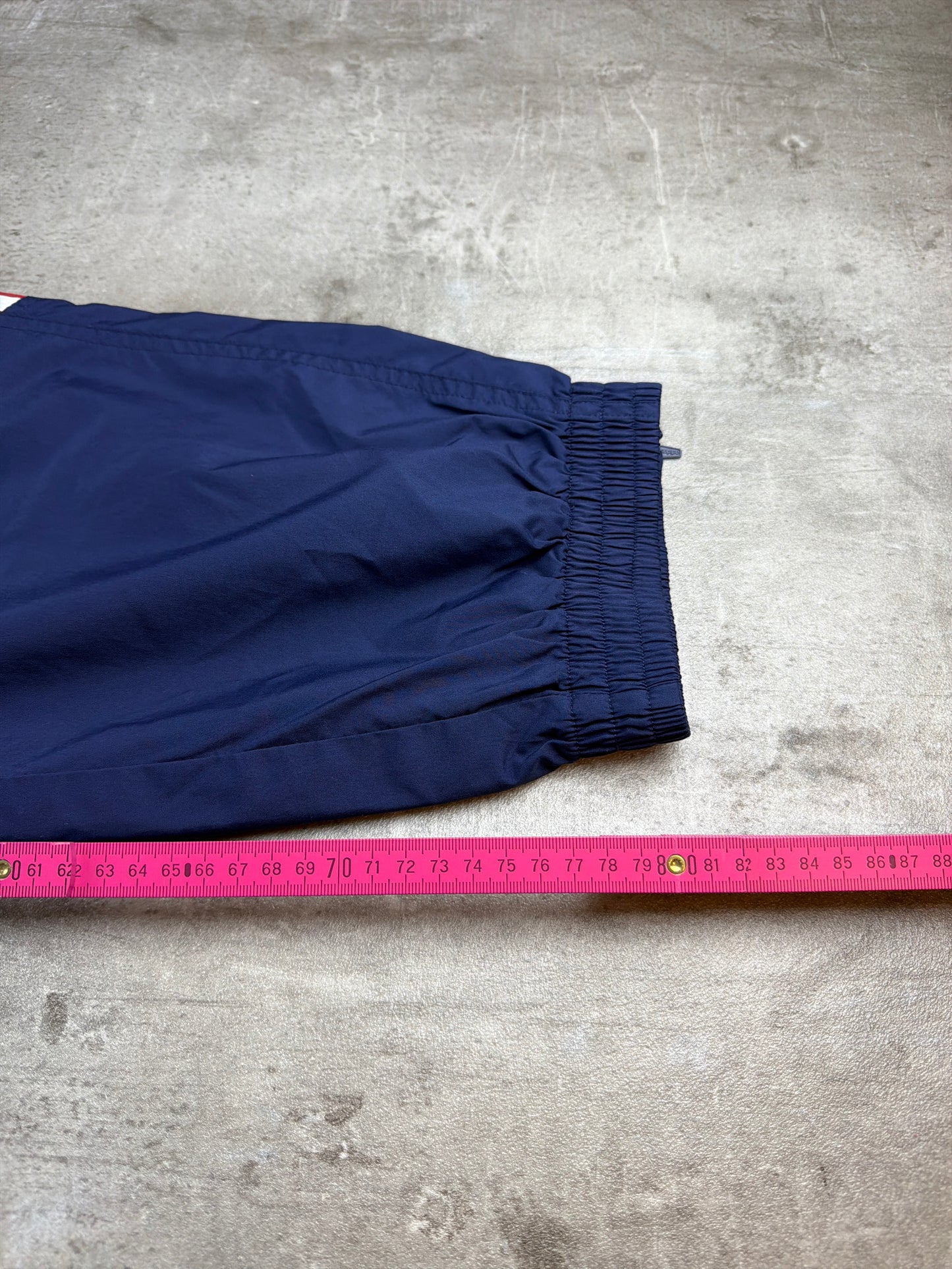 Vintage Adidas 00s Baggy Nylon Trackpants – Dark Navy / Red-White Stripes