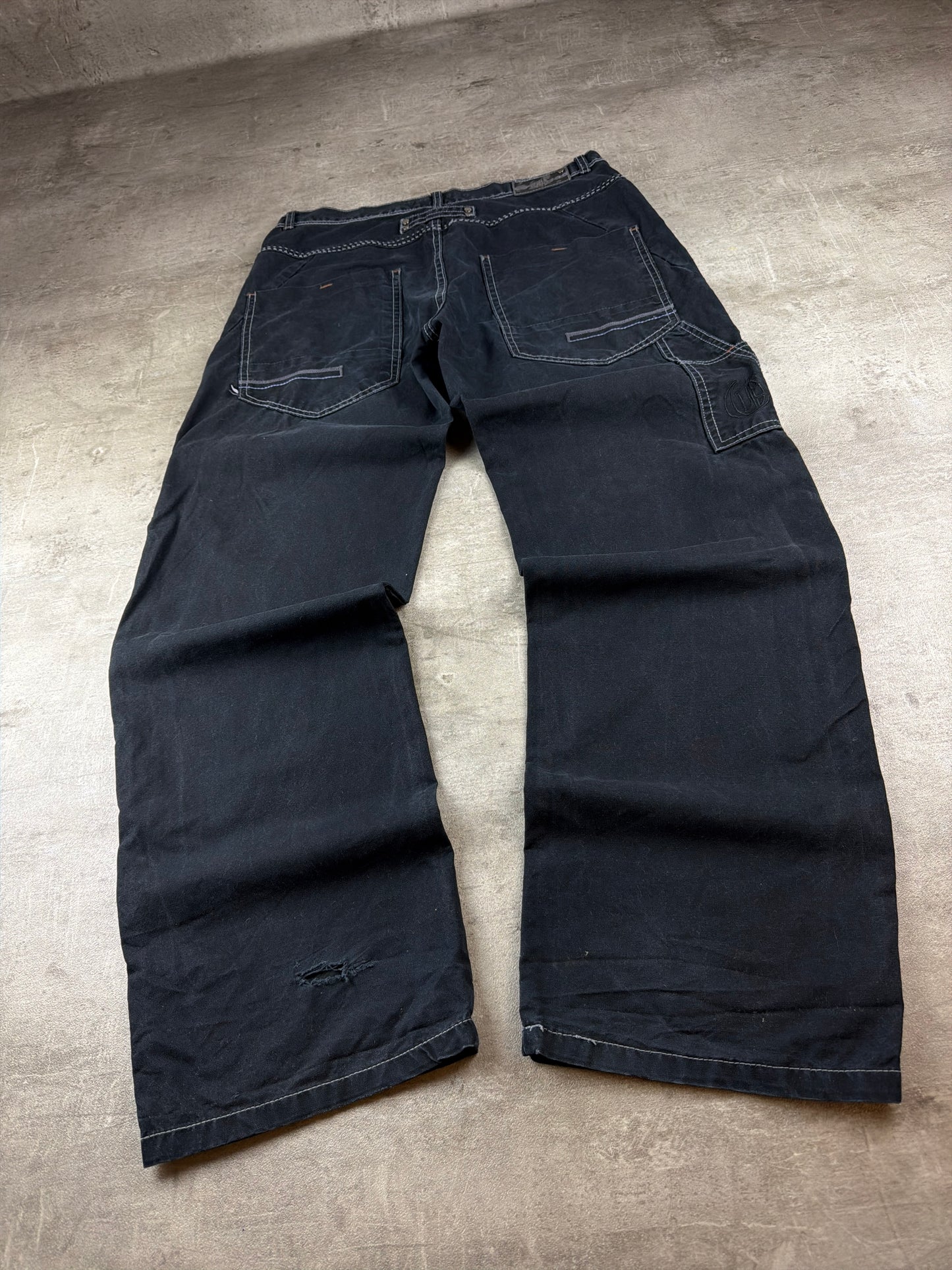 Overzeas Skateboards Cyber Baggy Carpenter Denim Pants – Faded Black / Contrast Stitching