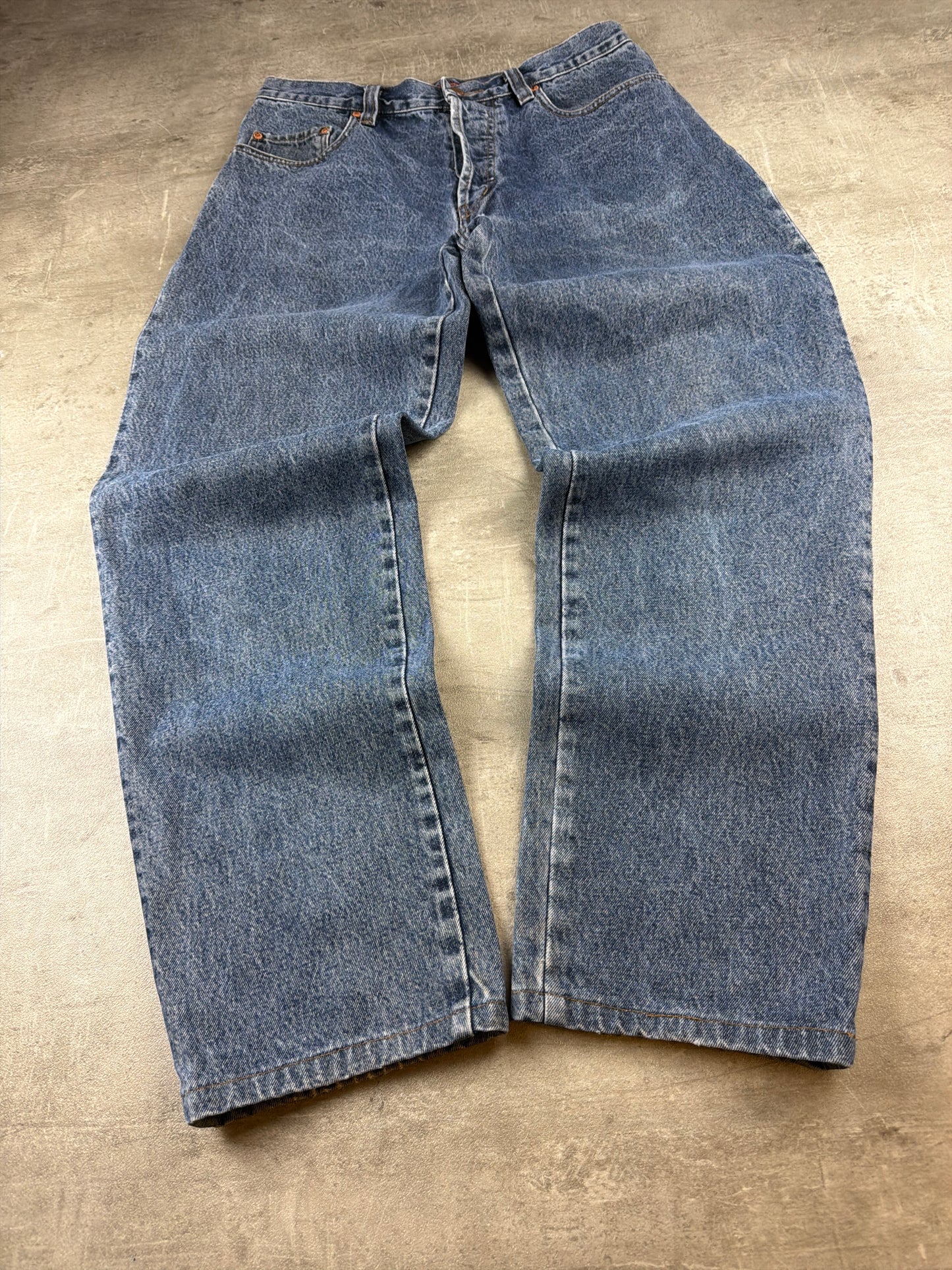 Hardcore Jeanswear Acid Wash Baggy Denim Jeans – Stonewashed Blue Y2K Skater Aesthetic