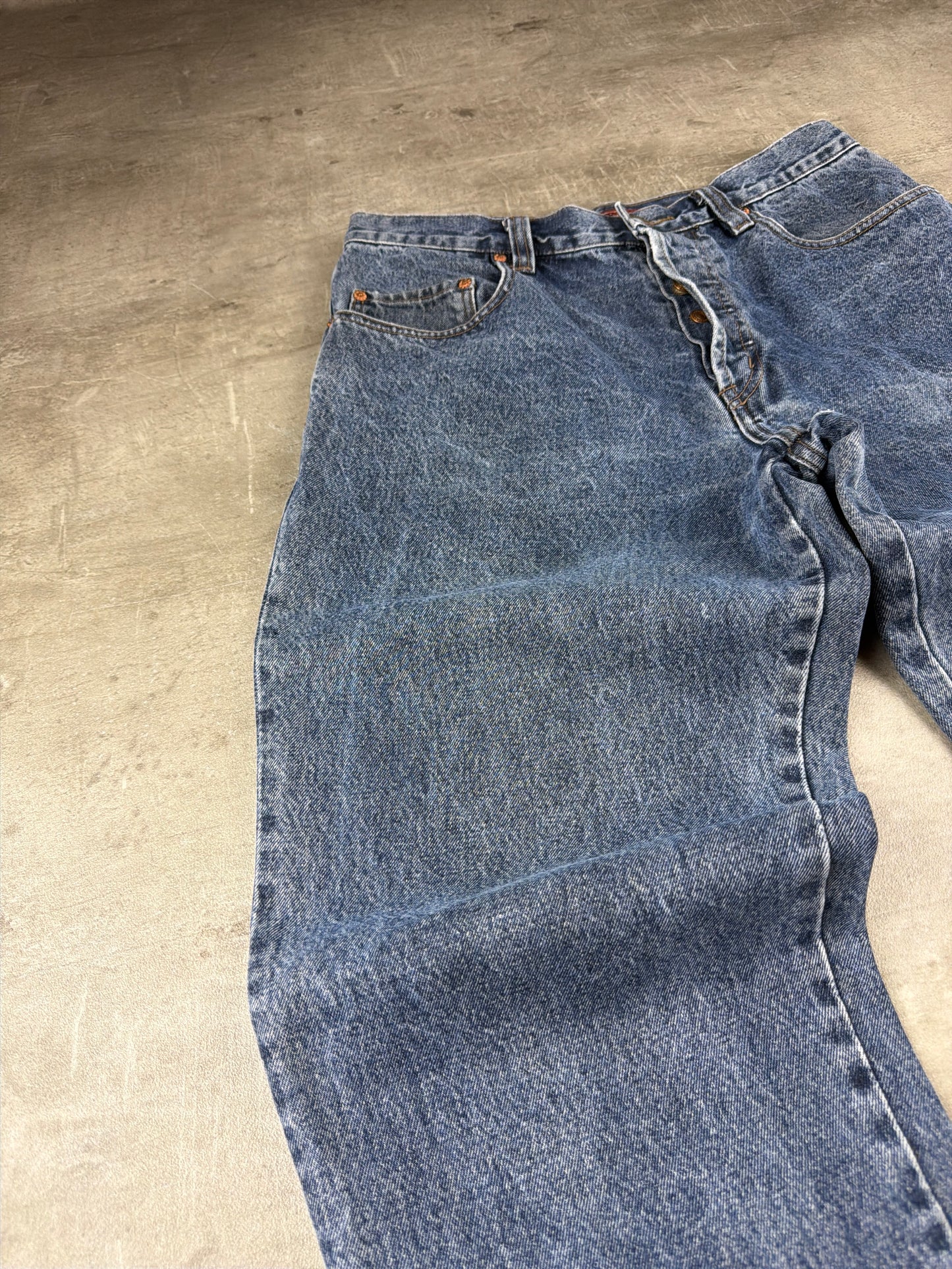 Hardcore Jeanswear Acid Wash Baggy Denim Jeans – Stonewashed Blue Y2K Skater Aesthetic