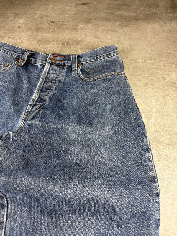 Hardcore Jeanswear Acid Wash Baggy Denim Jeans – Stonewashed Blue Y2K Skater Aesthetic