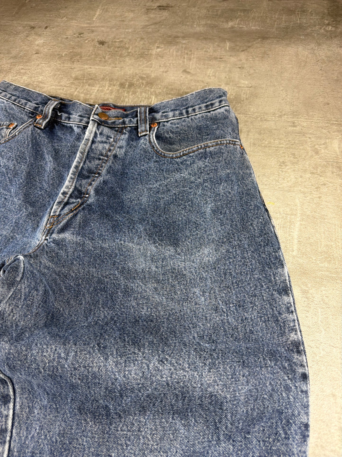Hardcore Jeanswear Acid Wash Baggy Denim Jeans – Stonewashed Blue Y2K Skater Aesthetic