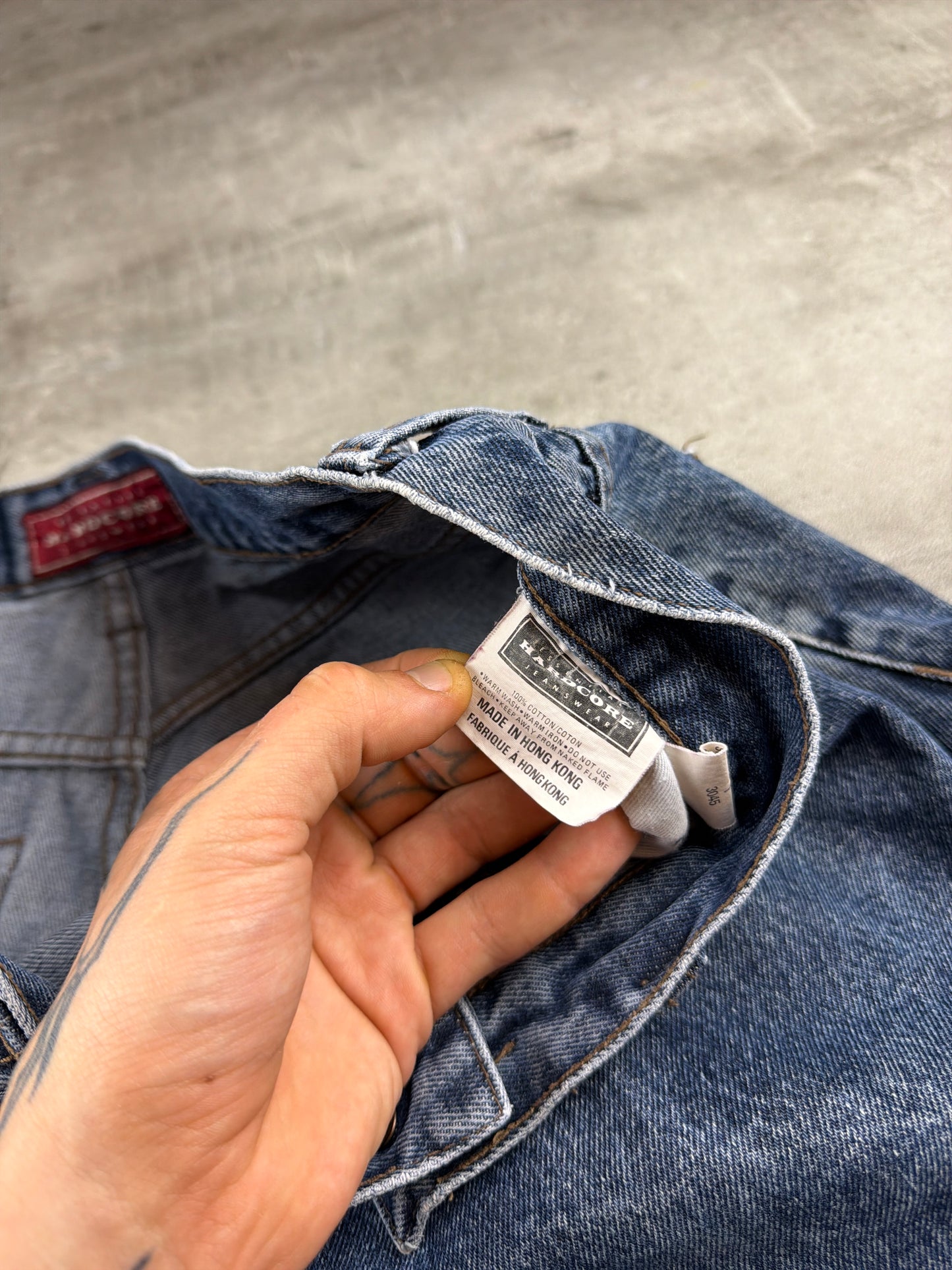 Hardcore Jeanswear Acid Wash Baggy Denim Jeans – Stonewashed Blue Y2K Skater Aesthetic