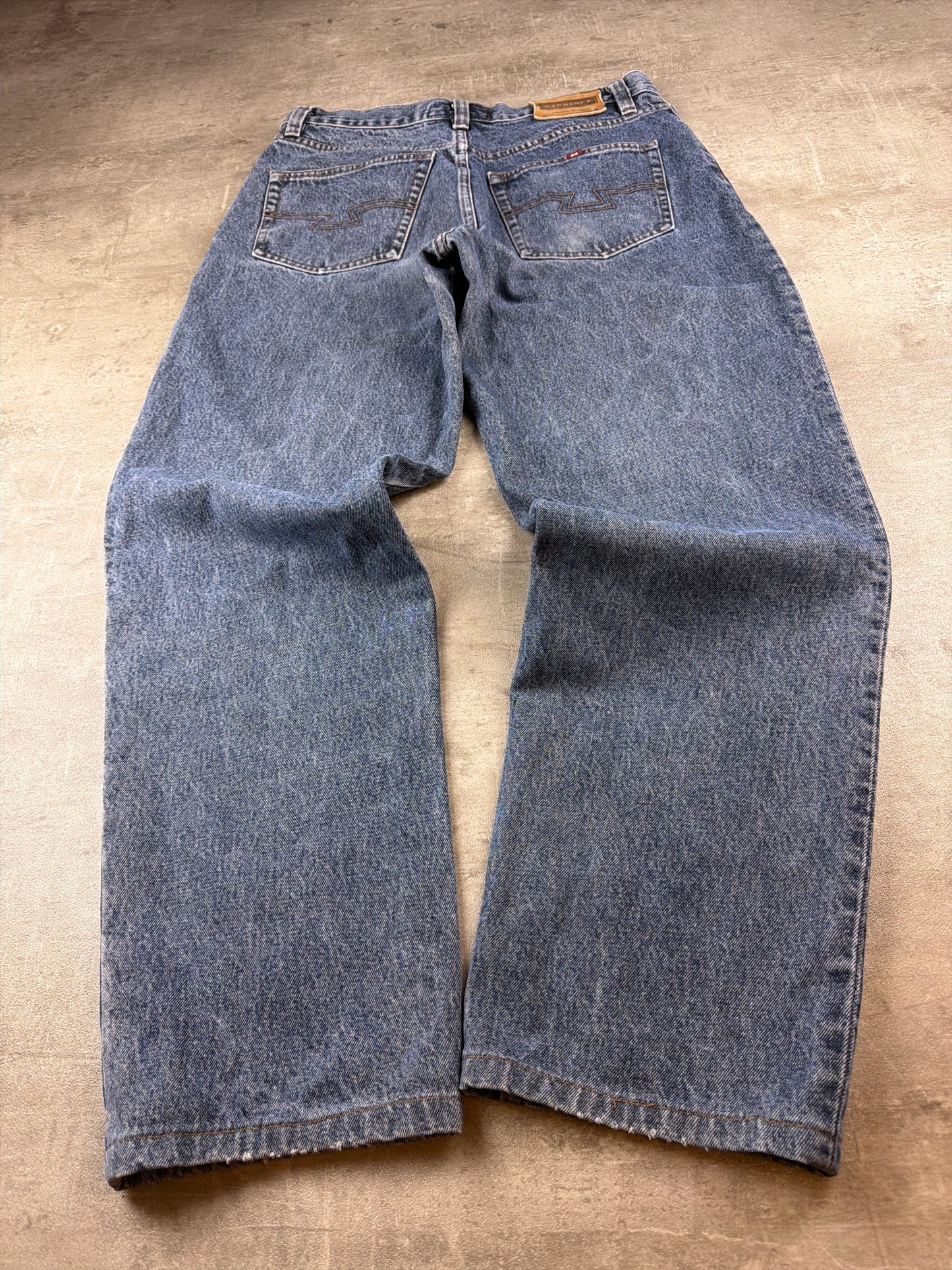 Hardcore Jeanswear Acid Wash Baggy Denim Jeans – Stonewashed Blue Y2K Skater Aesthetic