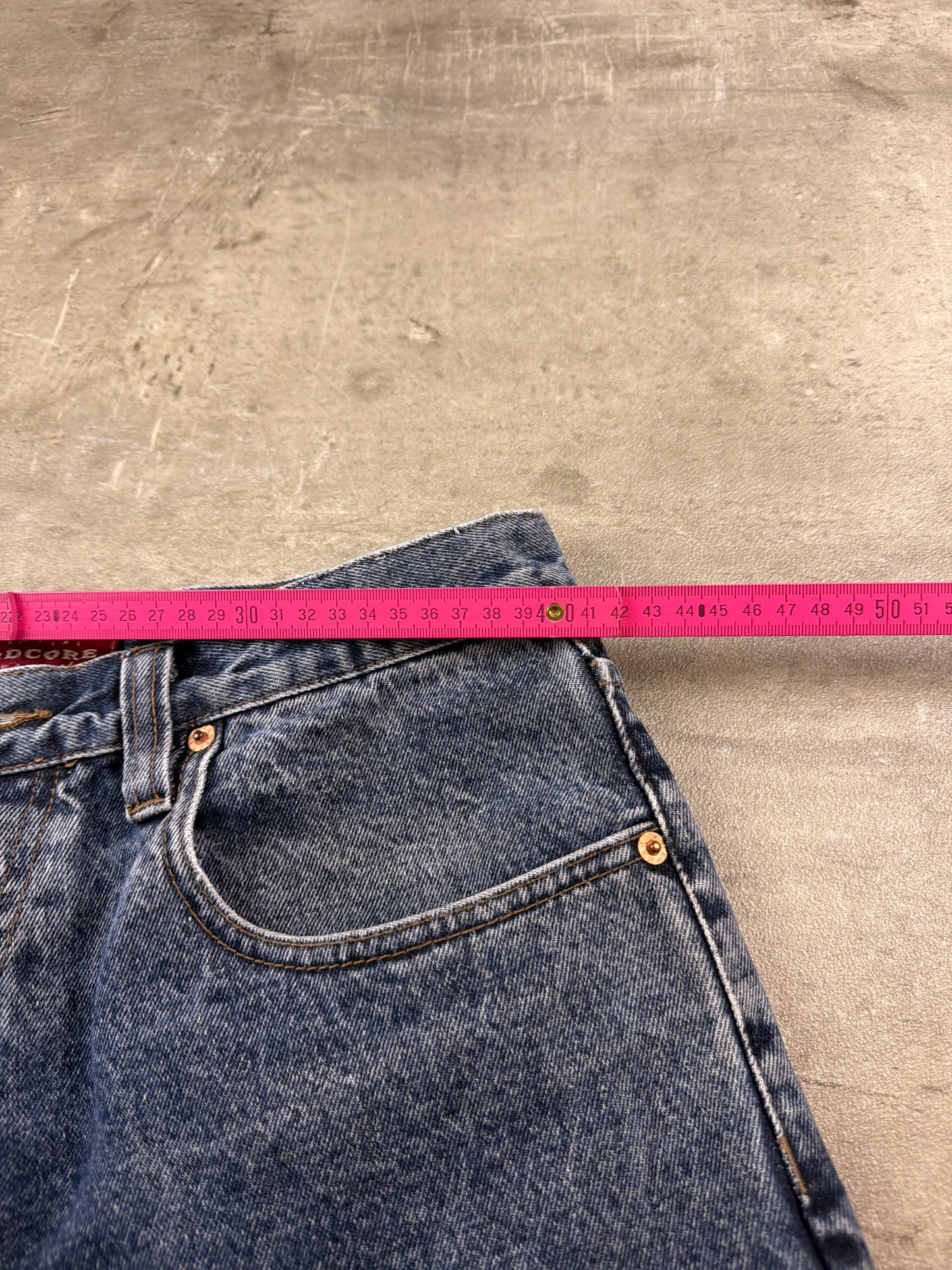 Hardcore Jeanswear Acid Wash Baggy Denim Jeans – Stonewashed Blue Y2K Skater Aesthetic