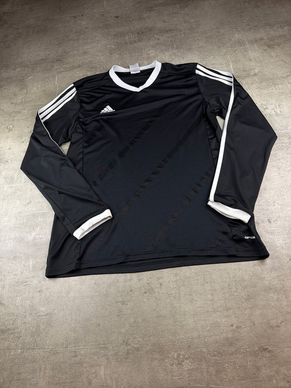 Adidas 3-Stripes V-Neck Longsleeve Trikot - Black & White Blokecore