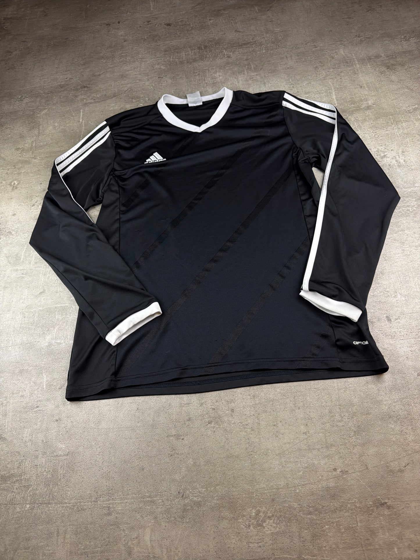 Adidas 3-Stripes V-Neck Longsleeve Trikot - Black & White Blokecore