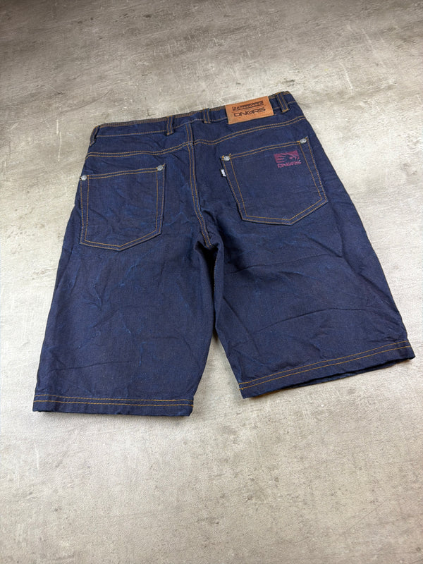 Dangerous DNGRS "Straight Fit" Raw Denim Y2K Baggy Jorts - Dark Indigo Blue
