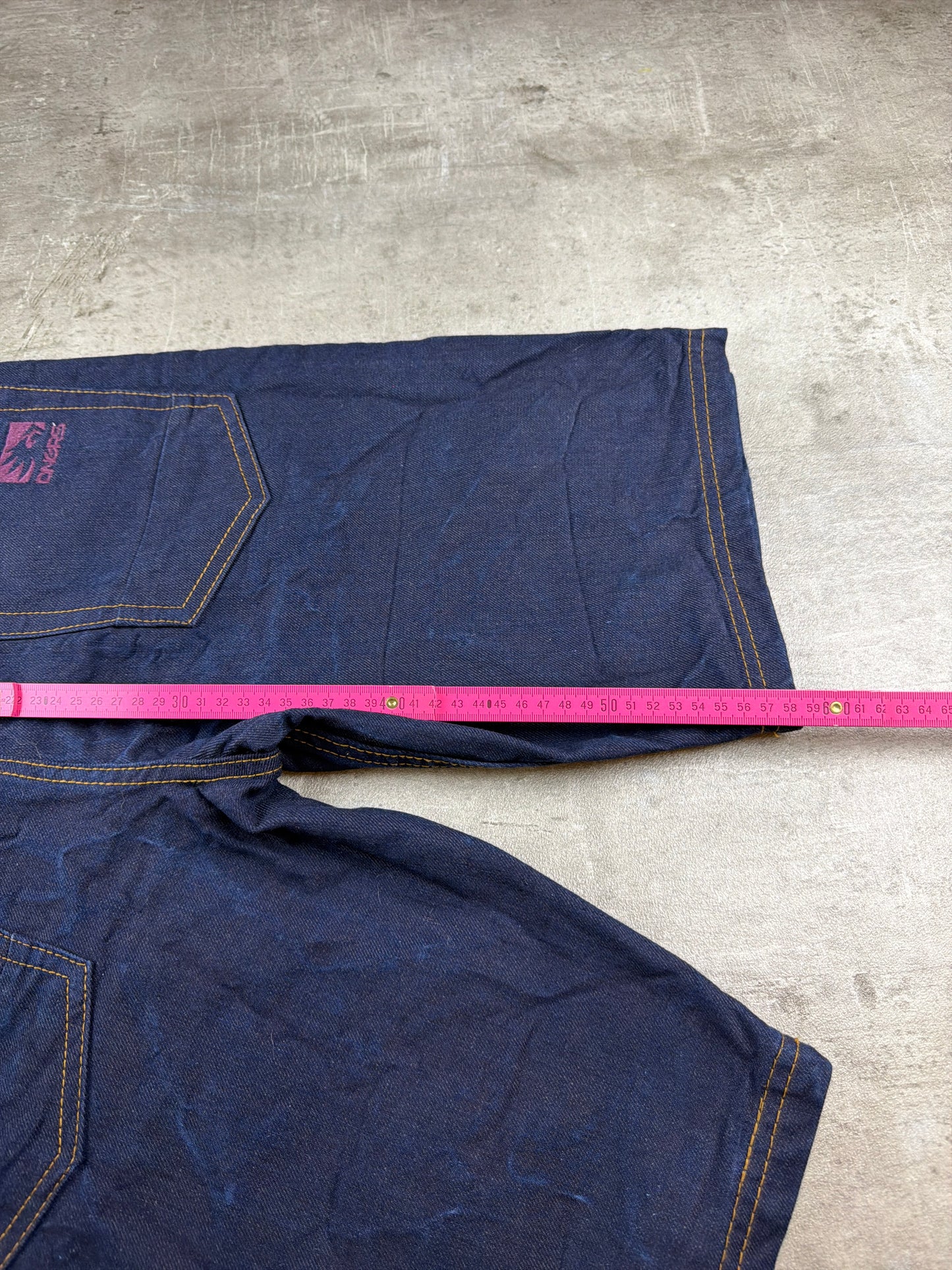 Dangerous DNGRS "Straight Fit" Raw Denim Y2K Baggy Jorts - Dark Indigo Blue