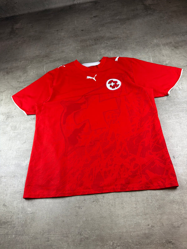 Puma 2006 Switzerland "Swiss Cross Watermark" Home Football Jersey - Blokecore Red & White