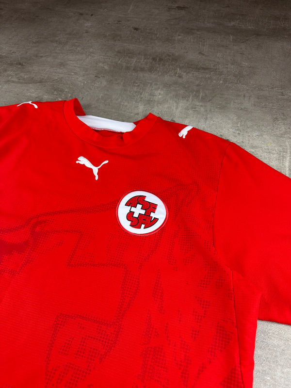 Puma 2006 Switzerland "Swiss Cross Watermark" Home Football Jersey - Blokecore Red & White