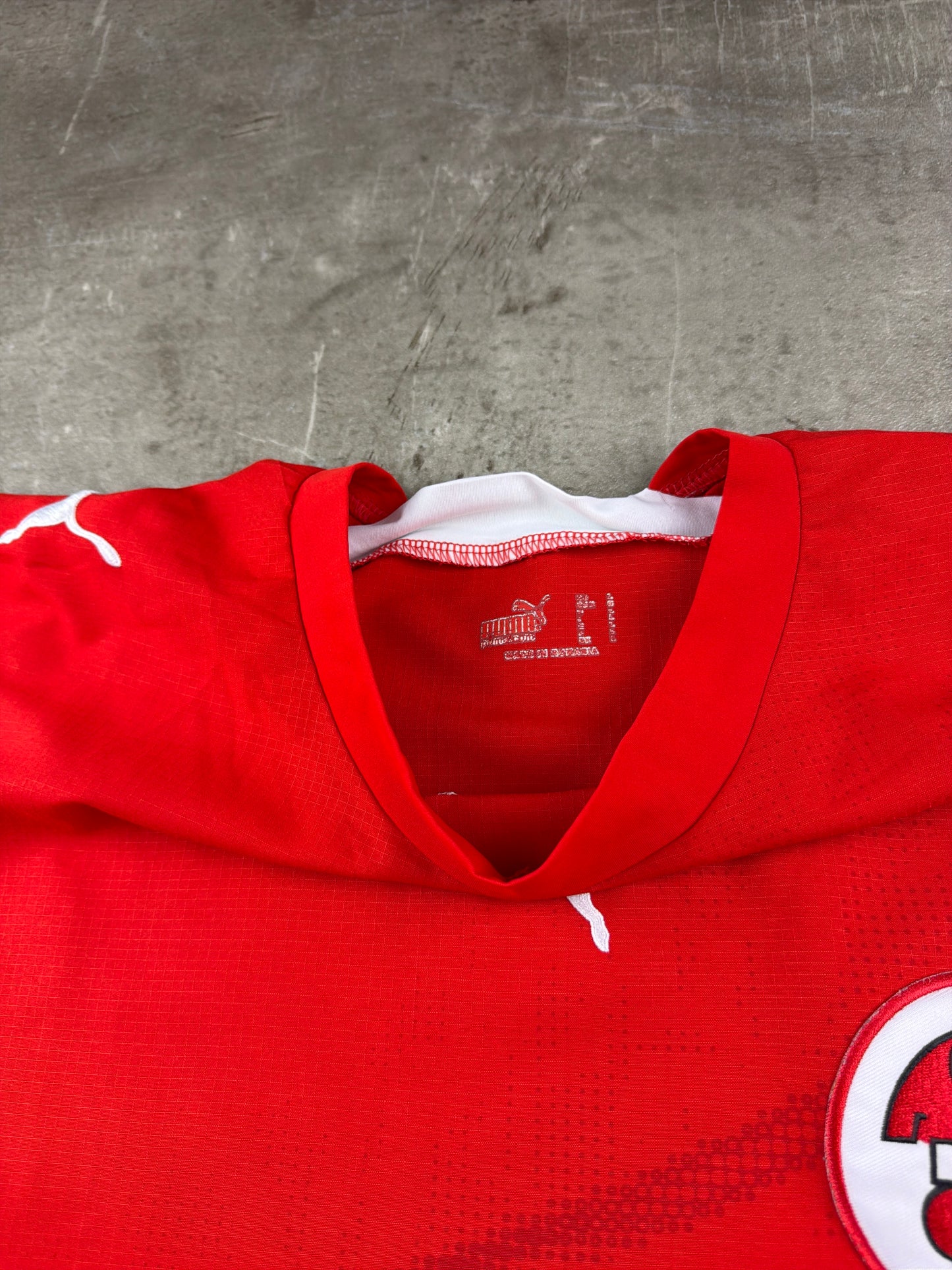 Puma 2006 Switzerland "Swiss Cross Watermark" Home Football Jersey - Blokecore Red & White