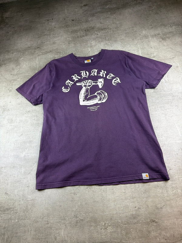 Carhartt WIP "Dearborn Arm & Hammer" Graphic Tee – Faded Purple / Gothic Font Y2K Streetwear