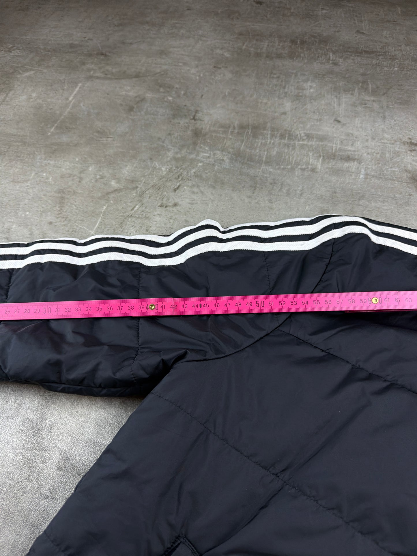 Adidas Originals Puffer Jacket - Black / White Stripes Y2K Streetwear