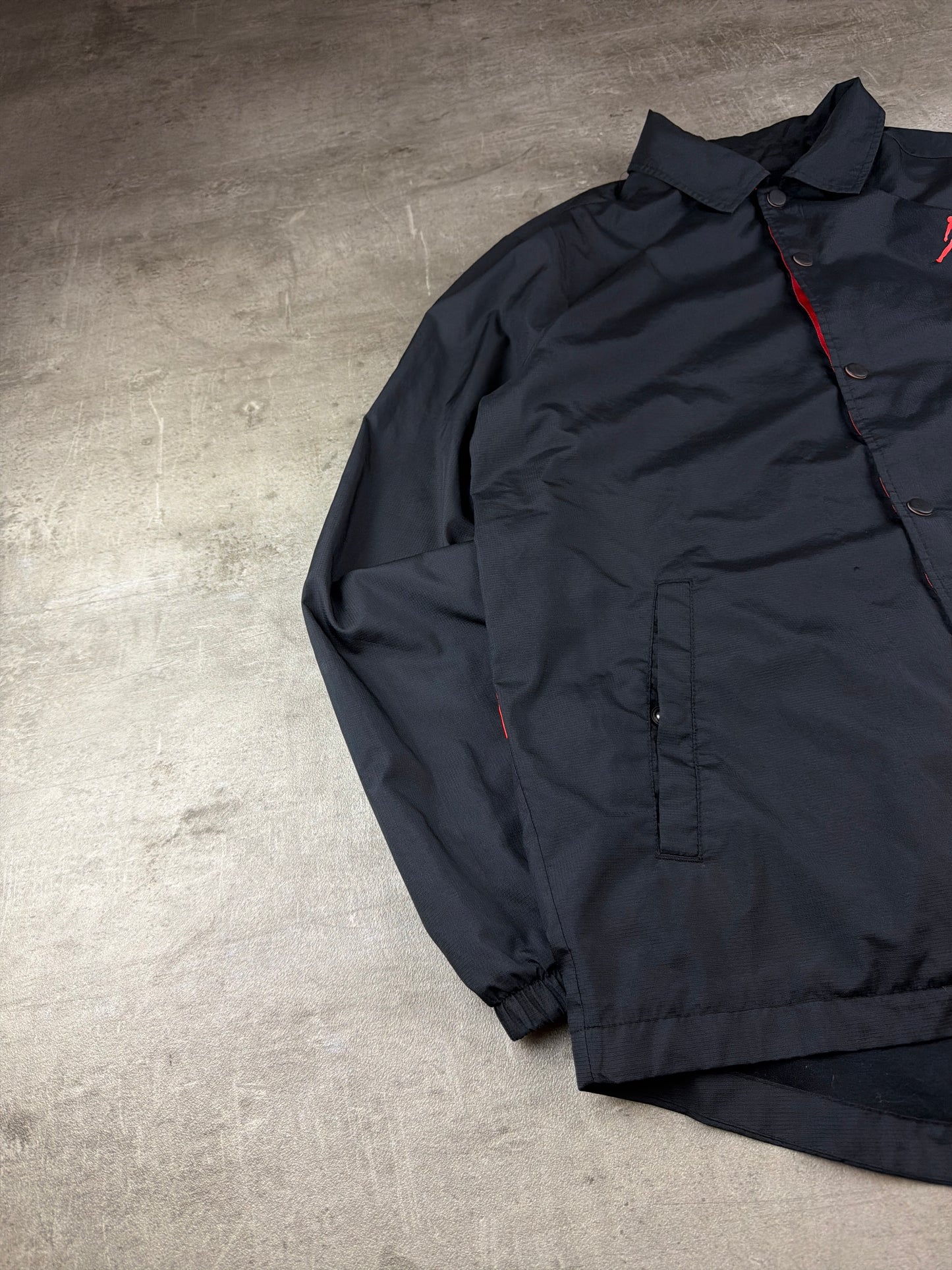 Nike Jordan x PSG "Infrared" Big Logo Coach Jacket - Black Red Streetwear