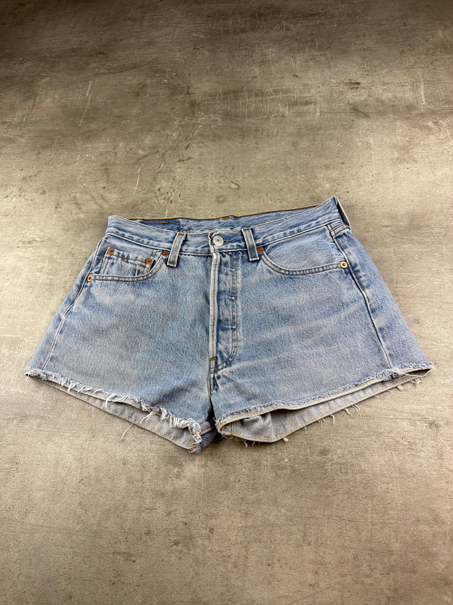 Levi's 501 "Episode" Customized Studded Denim Shorts – Light Wash