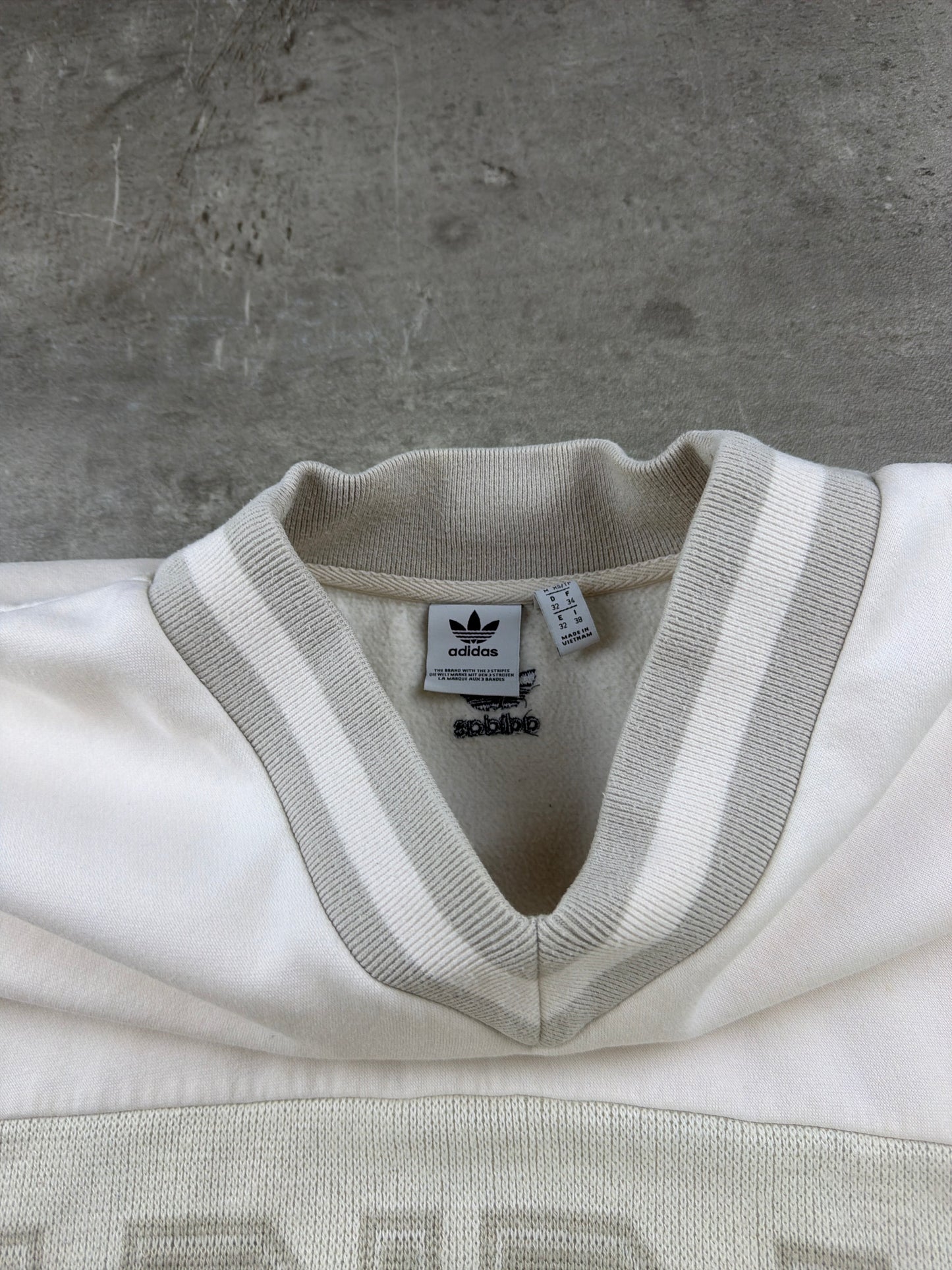 ADIDAS Archive "Cyril" V-Neck Sweater - Cream / Grey