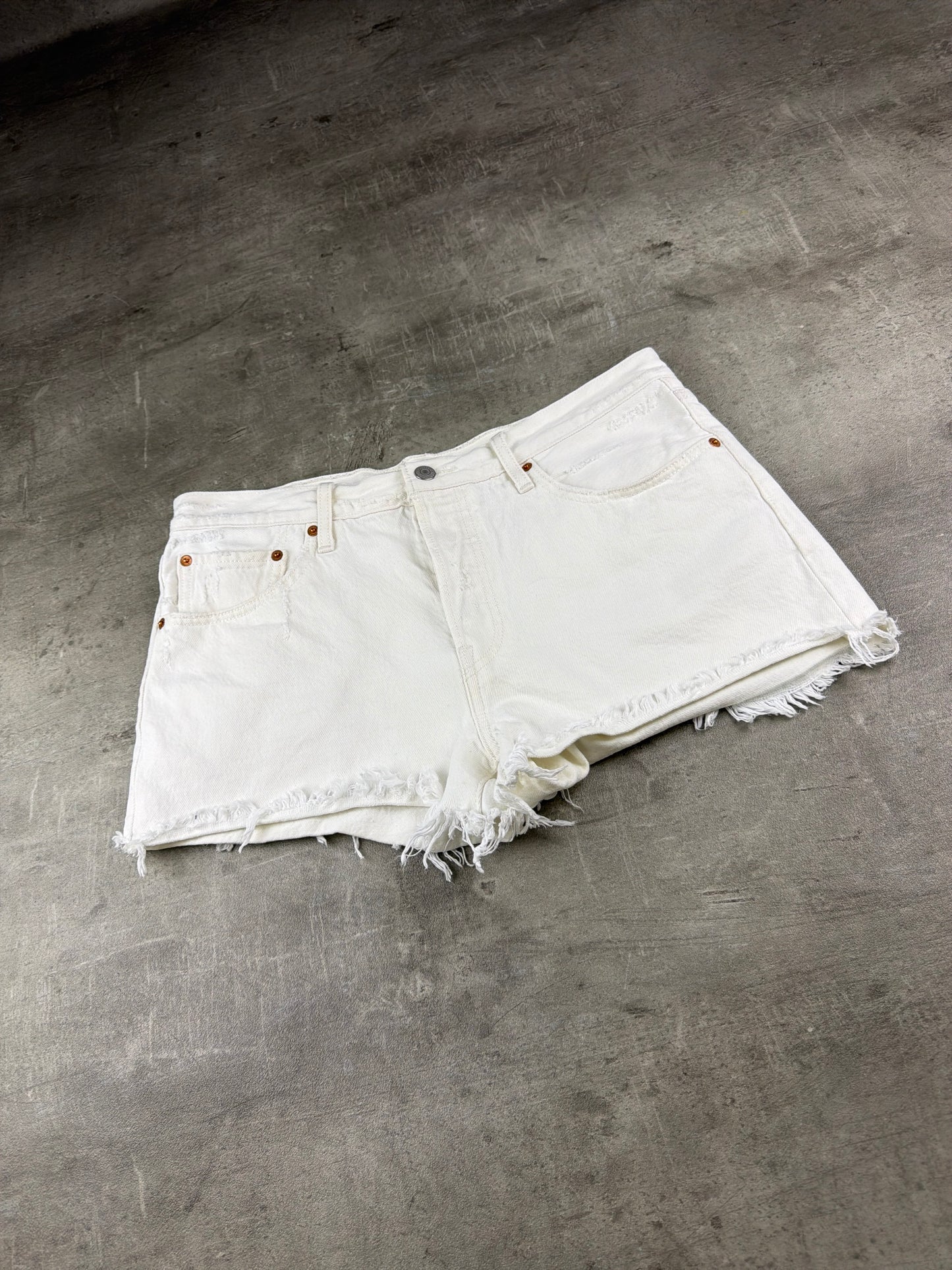 Levi's 501 Cut-Off Denim Micro Shorts - Distressed White / Y2K Indie Sleaze
