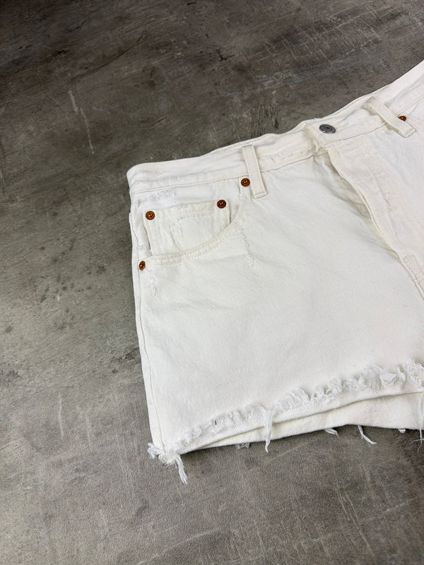 Levi's 501 Cut-Off Denim Micro Shorts - Distressed White / Y2K Indie Sleaze
