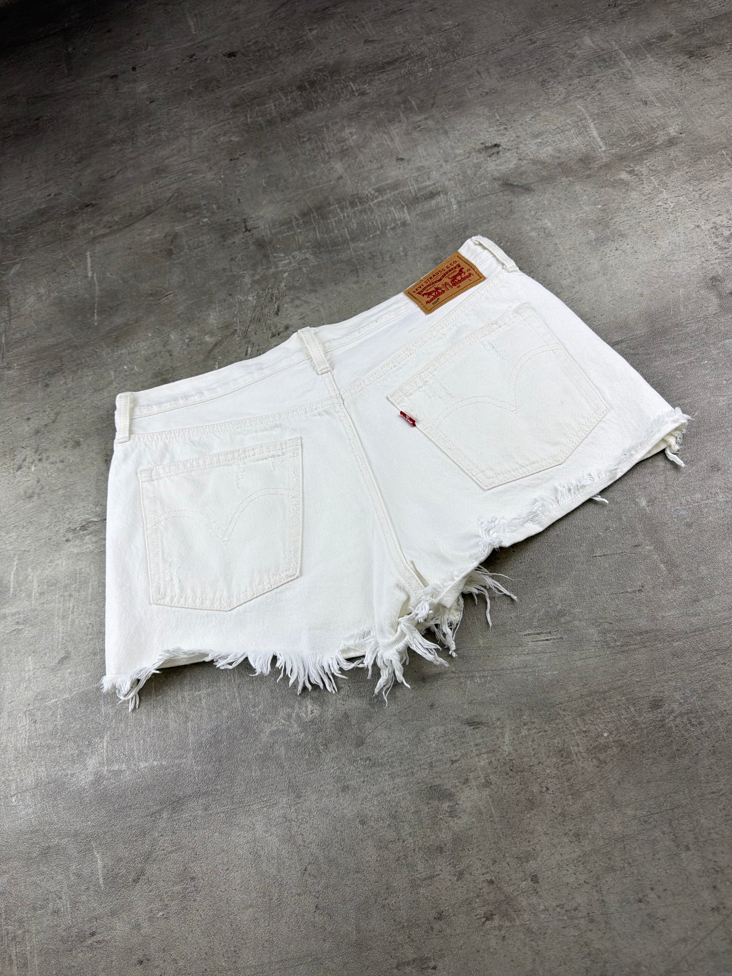 Levi's 501 Cut-Off Denim Micro Shorts - Distressed White / Y2K Indie Sleaze