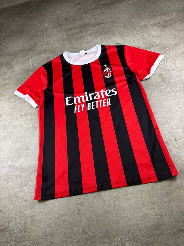 AC Milan Official "Rossoneri" Retro Soccer Jersey - Red/Black Blokecore Striped