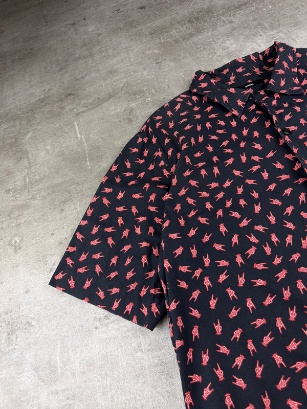 Diesel Archive "Rock Signs" All-Over Print Short Sleeve Shirt - Grunge Dark Aesthetic