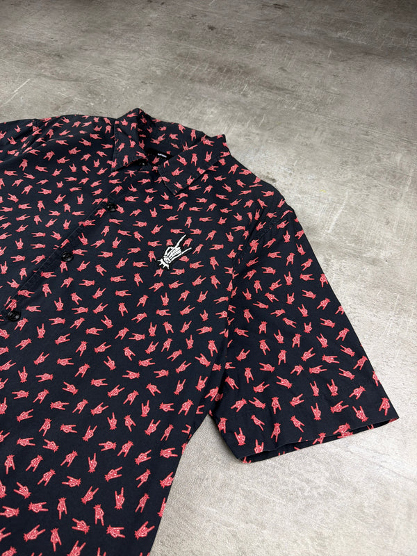 Diesel Archive "Rock Signs" All-Over Print Short Sleeve Shirt - Grunge Dark Aesthetic